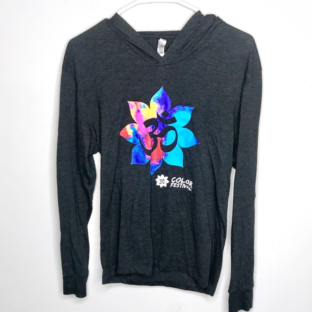Rainbow Dark Gray Long Sleeve Hoodie Sz Small
